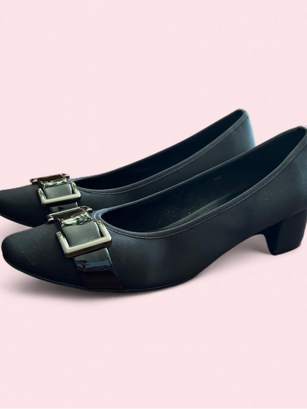 Vaneli Black Buckle Heels (Size 9)